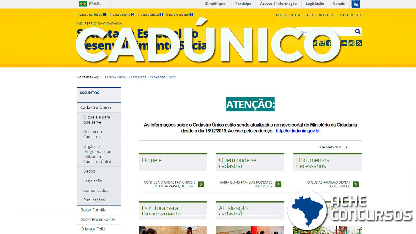 Famílias podem ter o Cadastro Único perdido por falta de atualização